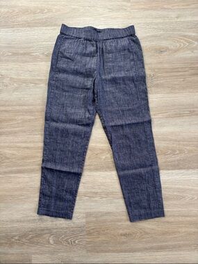 Theory Navy Heathered Elastic Waist Pants